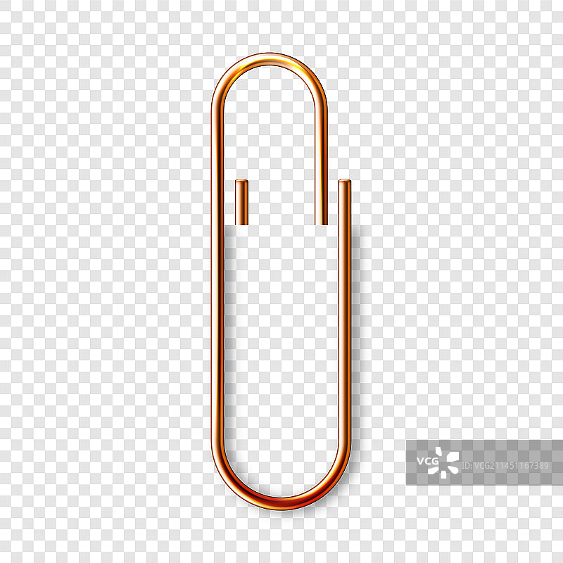 逼真的铜制回形针纸张素材图片素材