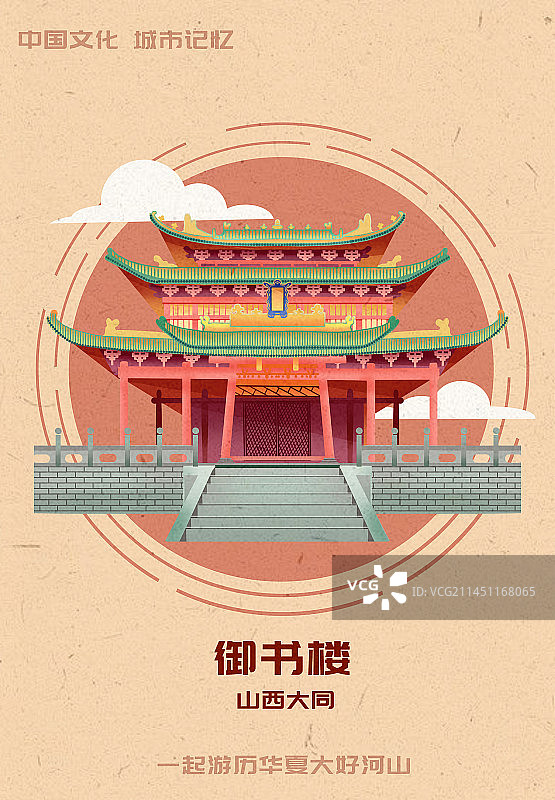 山西大同景点古建筑御书楼图片素材