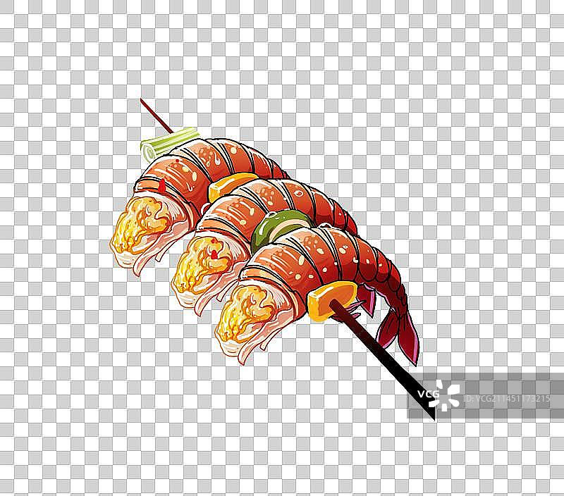小龙虾串串插画元素图片素材