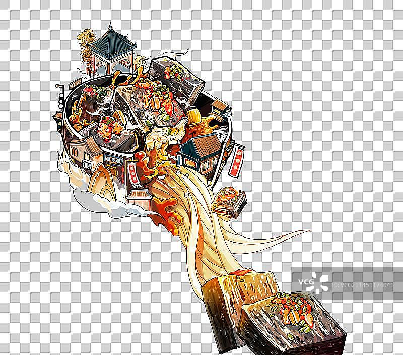 老长沙美食臭豆腐插画元素图片素材