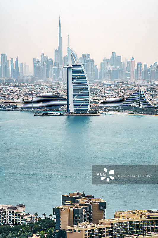 阿联酋迪拜棕榈岛观景平台俯瞰迪拜景观摄影图片素材