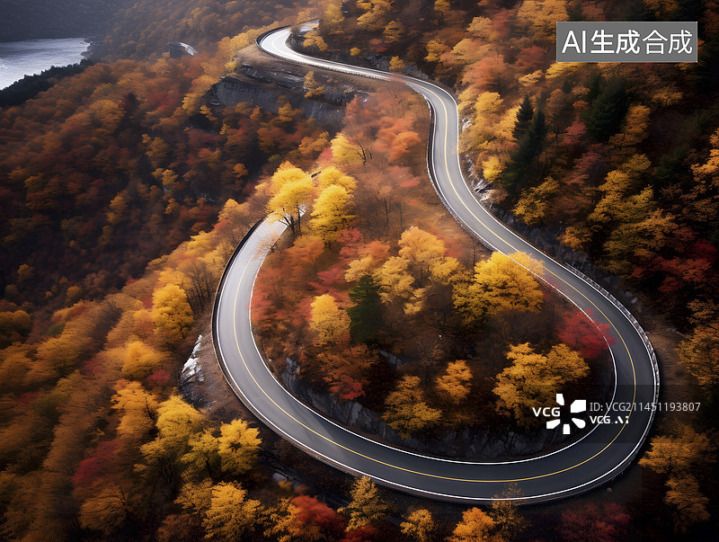 【AI数字艺术】汽车广告背景:盘山公路图片素材