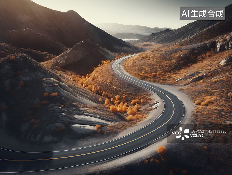 【AI数字艺术】汽车广告背景:公路图片素材
