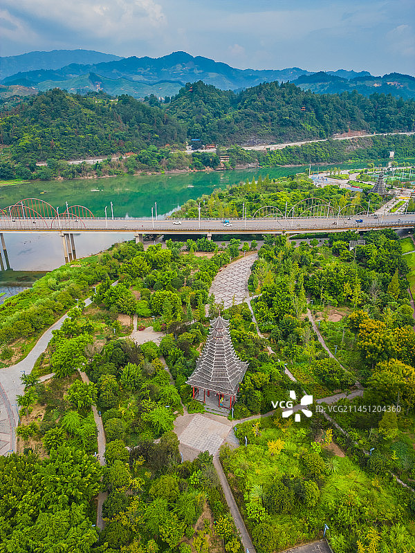 贵州榕江县航拍滨江建筑图片素材