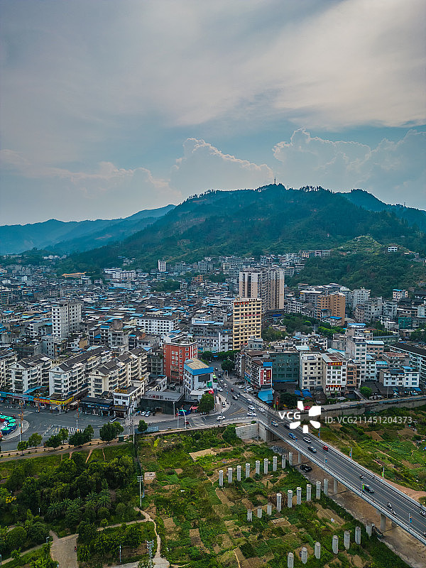 贵州榕江县航拍滨江建筑图片素材