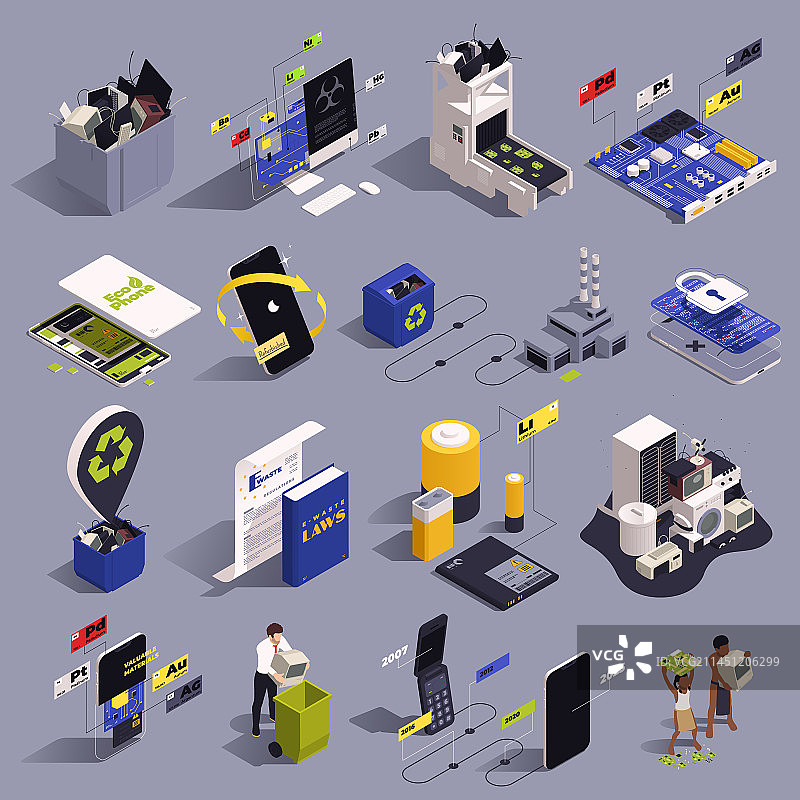 电子垃圾图标集图片素材
