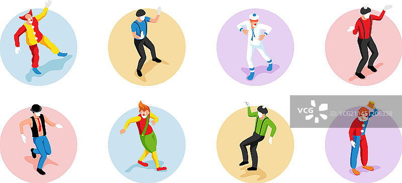 2.5D小丑等距组合套装图片素材