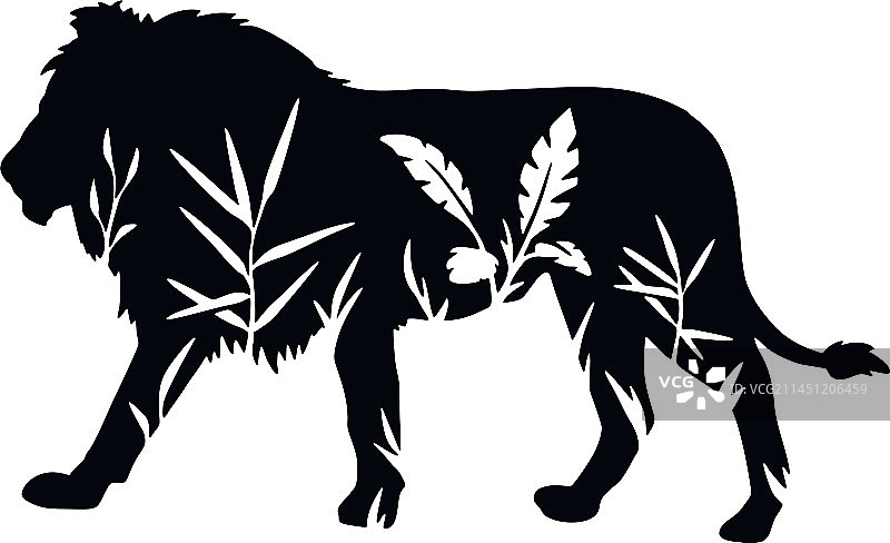 狮子座 - 动物花卉镂空激光模板图片素材