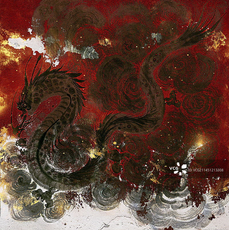 2024年龙年新年春节壁画插画海报图片素材