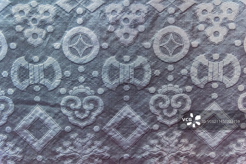 明代青地八宝纹绸图片素材