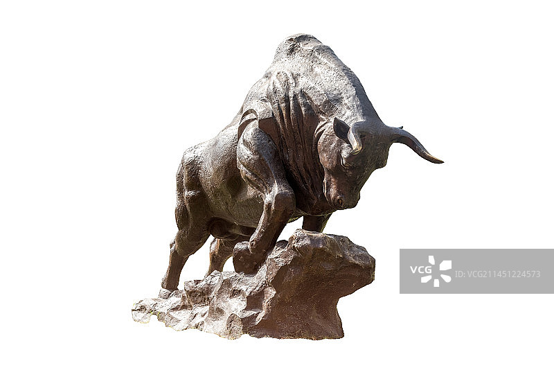 雕塑，铜，埋头苦干的牛图片素材