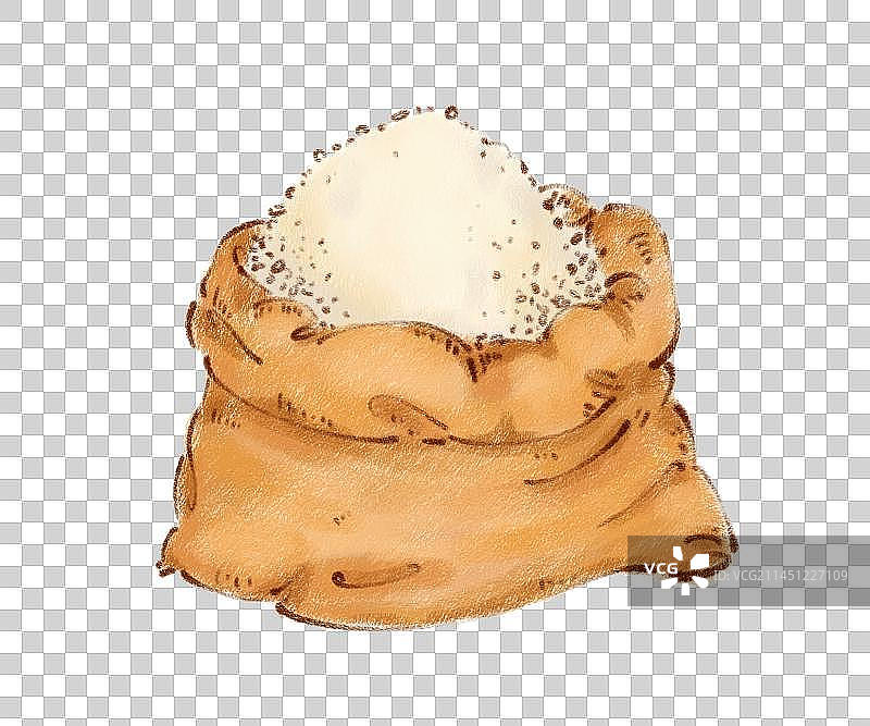 手绘袋装的粮食大米面粉插画图片素材