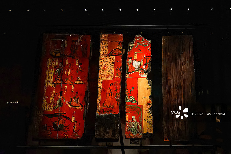 大同博物馆古董司马金龙墓漆画屏风图片素材