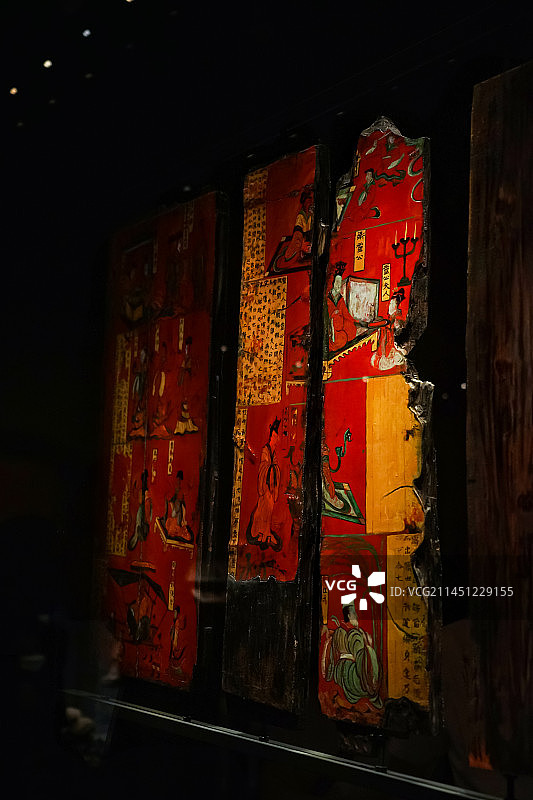 大同博物馆古董司马金龙墓漆画屏风图片素材