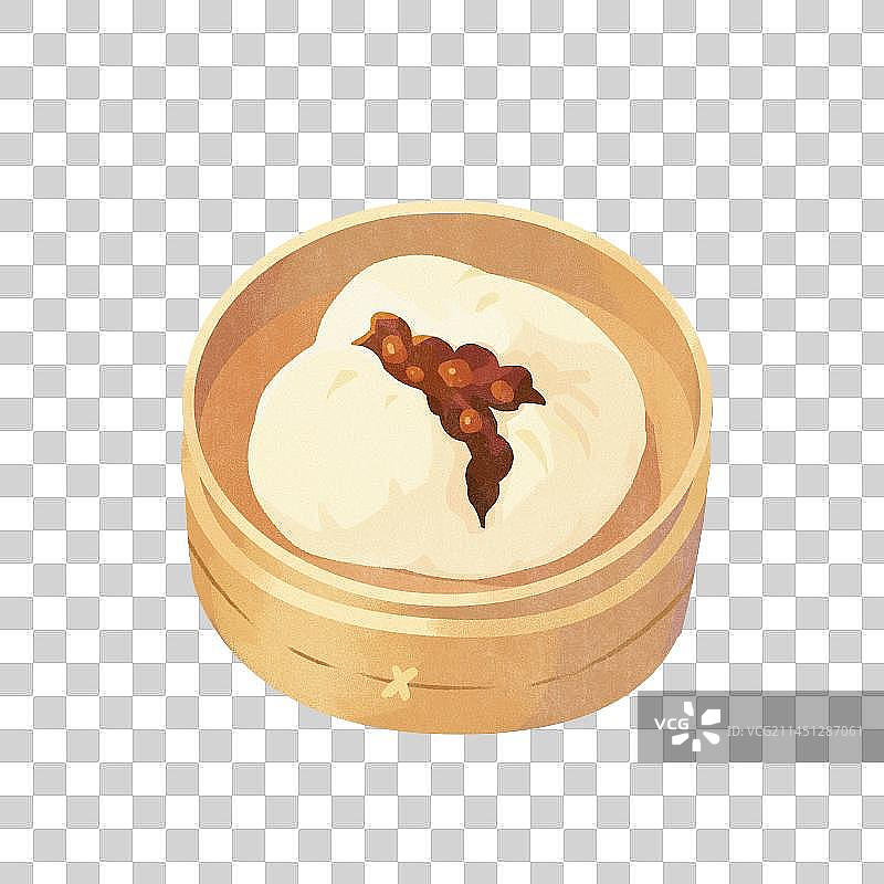 卡通广东粤式早茶叉烧包插画图片素材