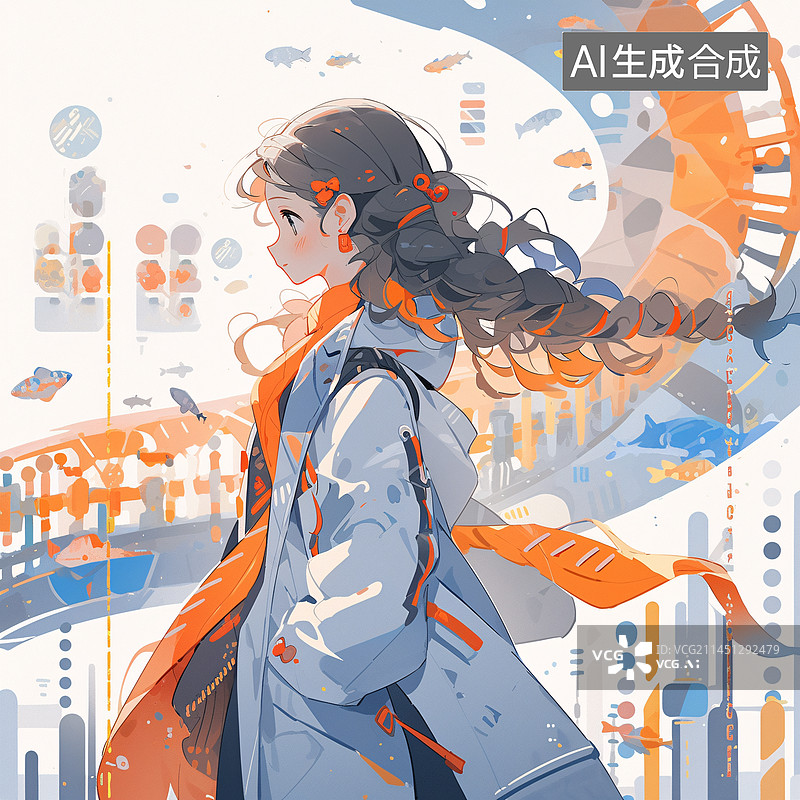 【AI数字艺术】科技少女社交媒体头像插画图片素材
