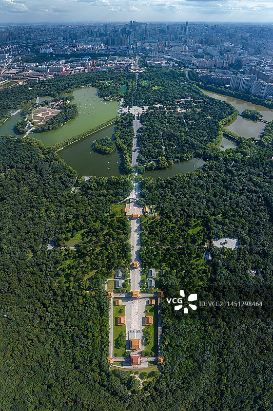 辽宁省沈阳市北陵公园航拍视角图片素材