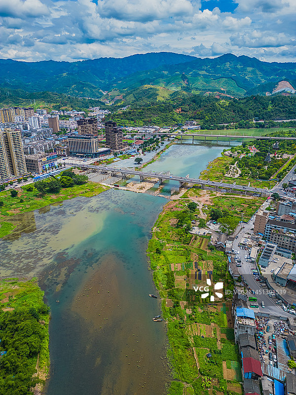 贵州榕江县城航拍榕江大桥图片素材