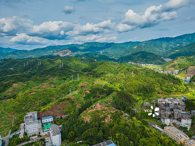 贵州榕江县航拍县郊区自然风光图片素材