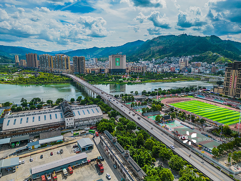 贵州榕江县城建筑航拍村超体育场图片素材