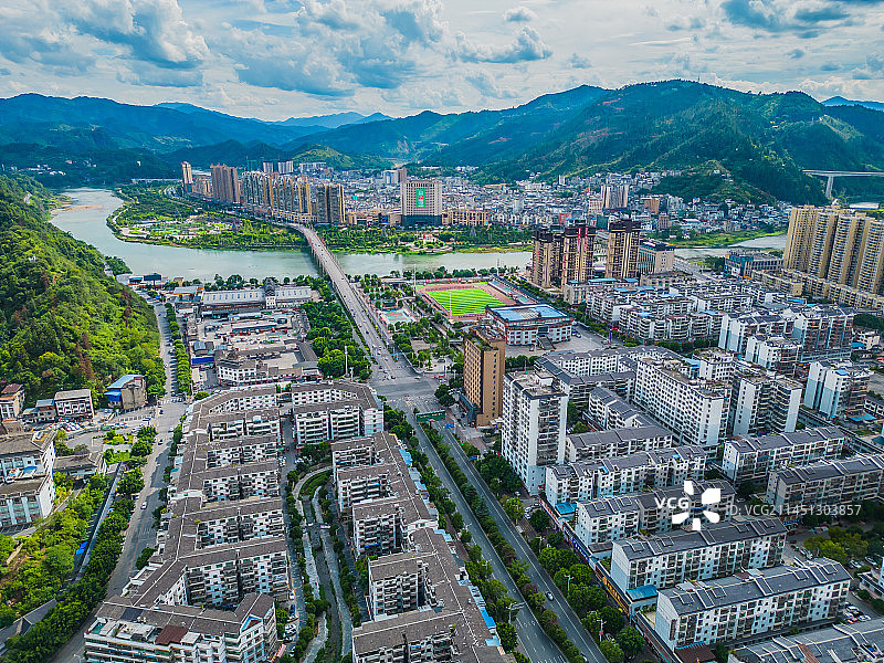 贵州榕江县城建筑航拍村超体育场图片素材