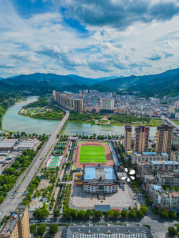 贵州榕江县城建筑航拍村超体育场图片素材