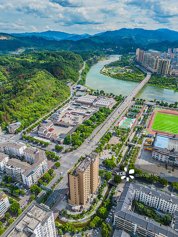 贵州榕江县城建筑航拍村超体育场图片素材