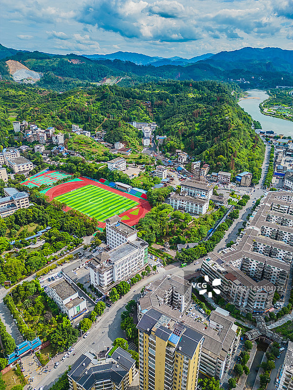 贵州榕江县城建筑航拍榕江第一中学图片素材