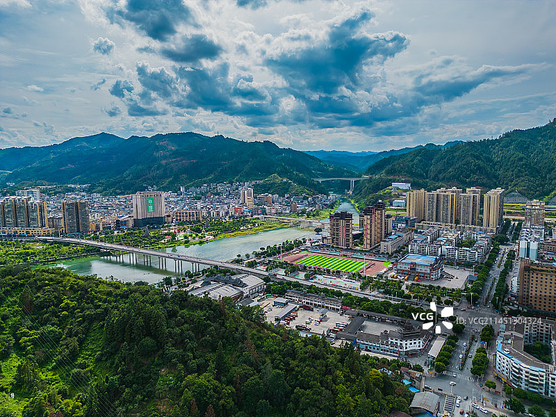 贵州榕江县城建筑航拍榕江村超体育场图片素材