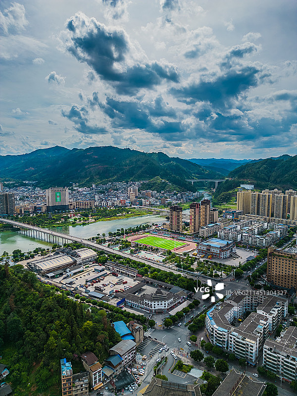 贵州榕江县城建筑航拍榕江村超体育场图片素材