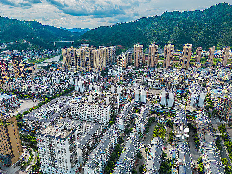 贵州榕江县城建筑航拍交通与房产图片素材