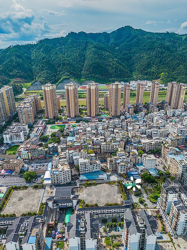贵州榕江县城建筑航拍交通与房产图片素材