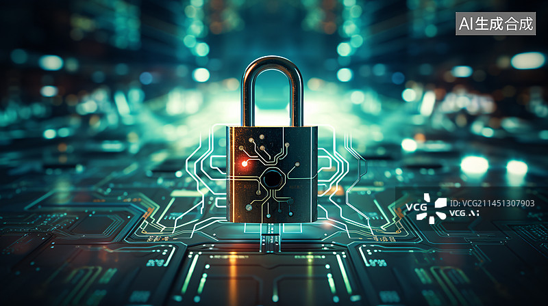【AI数字艺术】业务安全数据保护技术带来安全可靠概念的区块链网络安全技术图片素材
