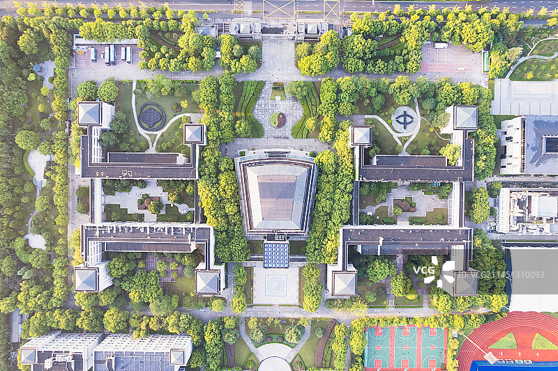 浙江中医药大学杭州滨江滨文校区建筑全景航拍图片素材