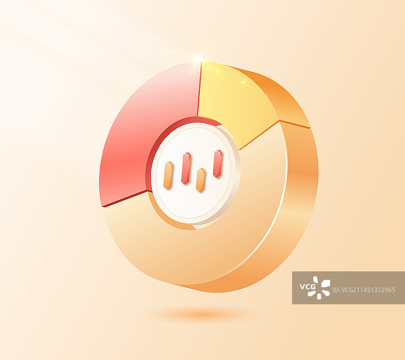 3D立体金融理财饼图图片素材