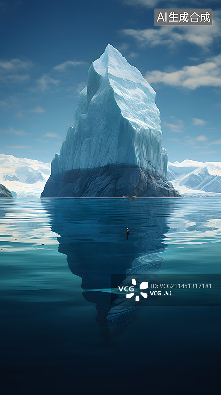 【AI数字艺术】海面上的冰山冰川图片素材