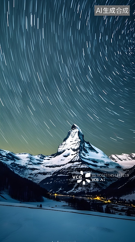 【AI数字艺术】冰川雪山夜景星空风光图片素材