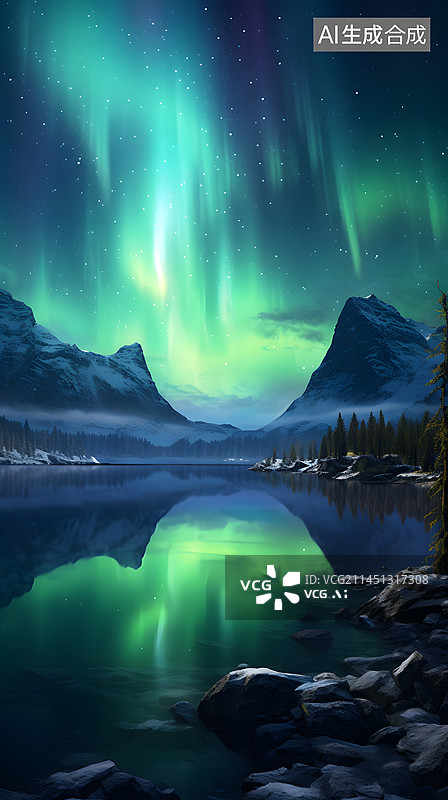 【AI数字艺术】震撼梦幻的北极光风景图片素材