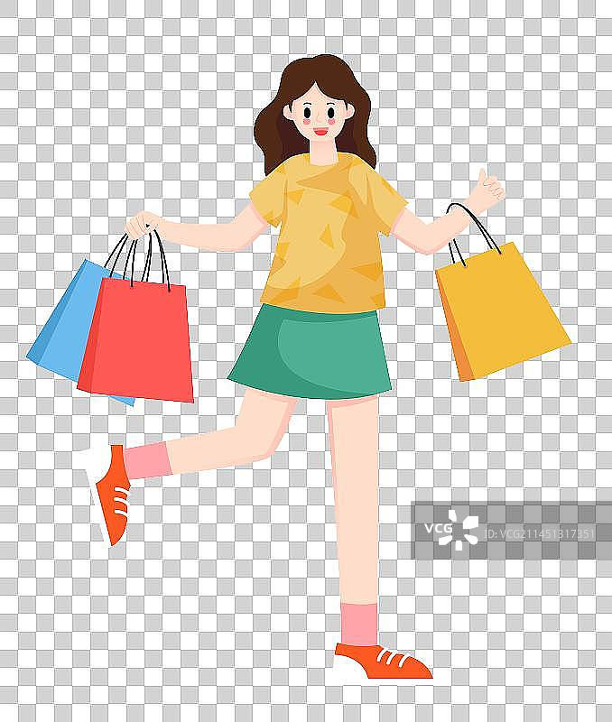 双11双12购物节电商人物插画图片素材