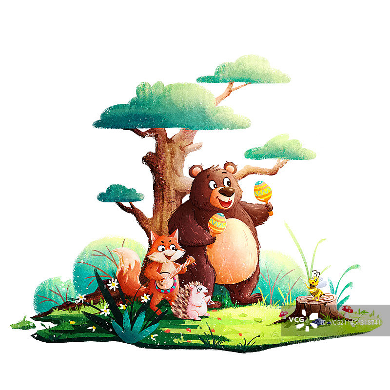 动物音乐会卡通插画图片素材