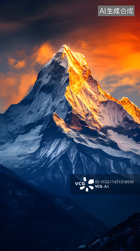 【AI数字艺术】雪山和日照金山图片素材