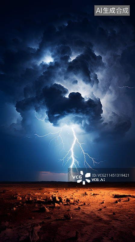 【AI数字艺术】壮阔宏伟雷暴风景图片素材