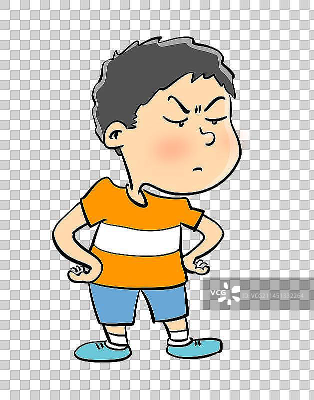 叉腰生气的小男孩图片素材