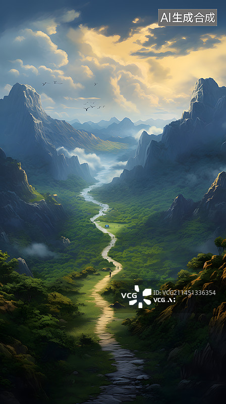 【AI数字艺术】自然公路风景图片素材