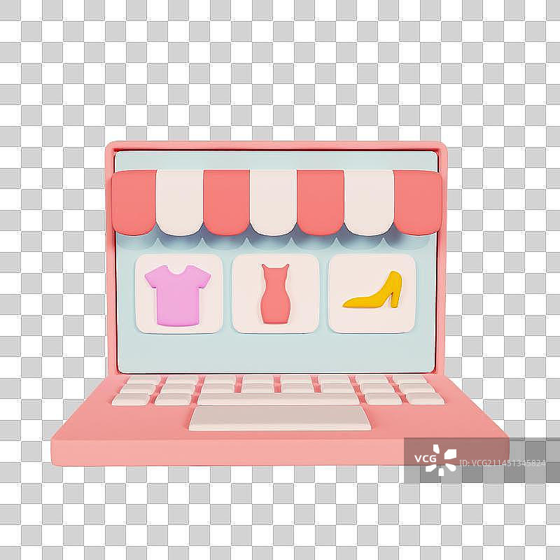 3D立体电脑购物电商网购笔记本元素图片素材