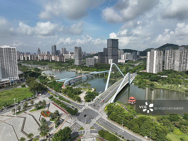 航拍广州市南沙区蕉门河片区图片素材