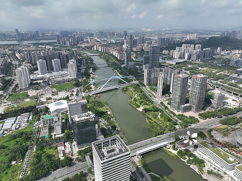 航拍广州市南沙区蕉门河片区图片素材