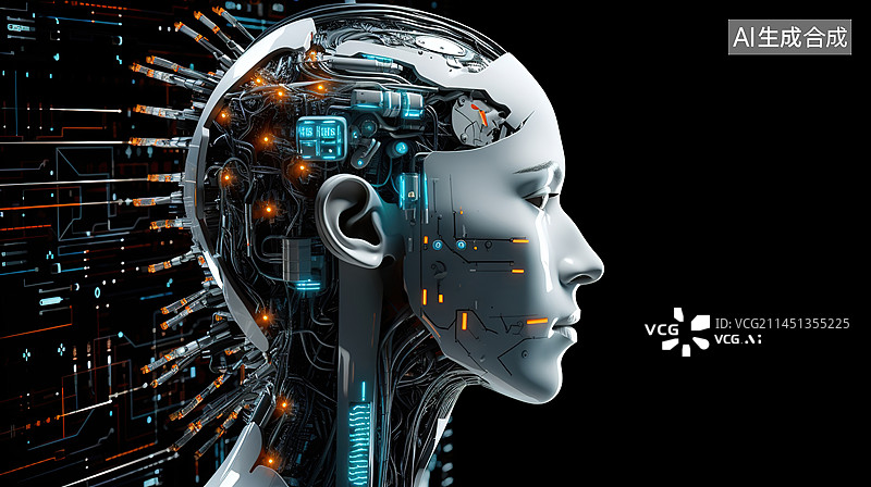 【AI数字艺术】脑机接口3D概念图图片素材