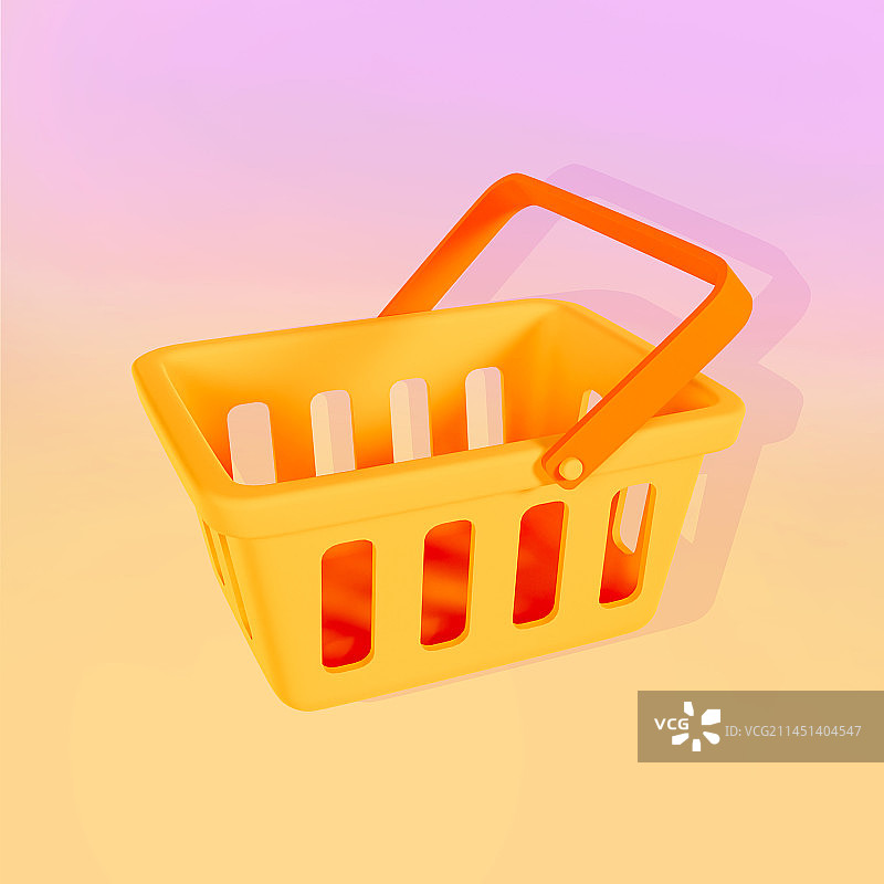 3D立体电商粉色购物篮图片素材