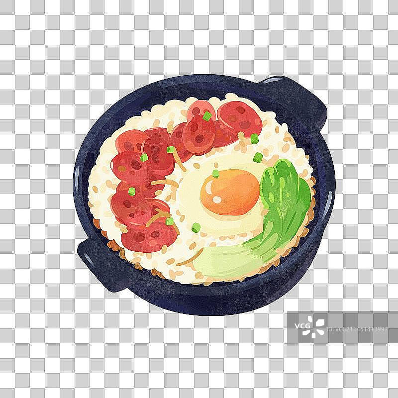 卡通广东粤菜煲仔饭美食插画图片素材